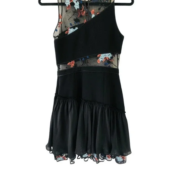 5 a 7 Cinq a Sept Aquarius Designer Embroidered Mesh Ruffle Hem Dress $450 Sz 6‍ - Picture 15 of 16